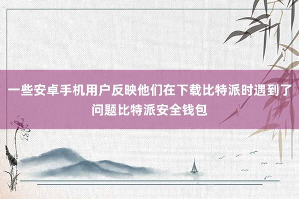 一些安卓手机用户反映他们在下载比特派时遇到了问题比特派安全钱包