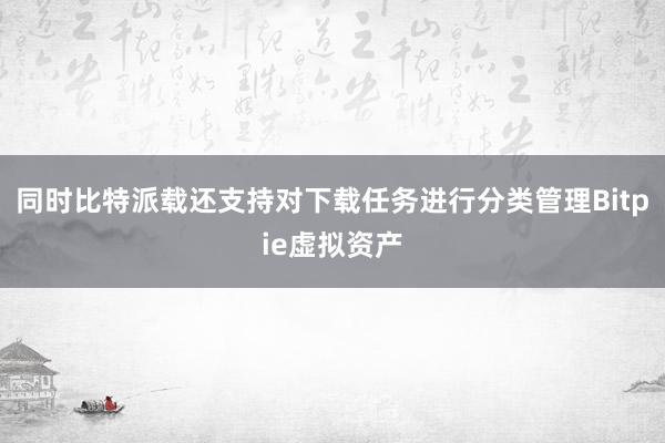 同时比特派载还支持对下载任务进行分类管理Bitpie虚拟资产