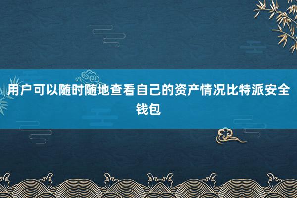 用户可以随时随地查看自己的资产情况比特派安全钱包