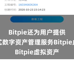 Bitpie还为用户提供了一站式数字资产管理服务Bitpie虚拟资产